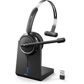 LEVN Wireless Headset 5.2 for Call Center, Bluetooth Headphones with Mic for Work(Noise Cancelling), 65 Hours Woktime & Mute Button,Wireless Headset for Work from Home/Office/PC/Computer/Laptop(Black)