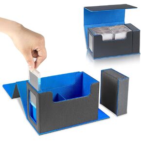 Card Storage Box for Trading Cards，880+ Card Deck Case for Trading Cards,5in1 Leather Magnetic Closure Commander Card Storage Box ,Protectors Fit for YuGiOh, MTG and Sport Cards (Black, red, 880+)