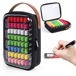 Luxtude Clear Flash Drive Case with Labels, Hard USB Case Organizer, USB Storage Box Holds 58 Drives & 8 SD Cards, Thumb Storage Holder, Flash Drives Holder for Samsung & Sandisk & Memory Stick