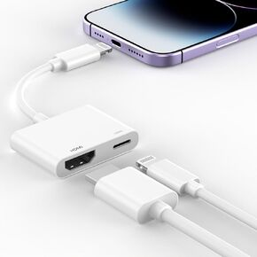 [Apple MFi Certified] Apple Lightning to HDMI Adapter for iPhone to TV, 1080P Digital AV Adapter Sync Screen Connector with Charging Port for iPhone 14 13 12 11 XS XR X 8 7 to HDTV Monitor Projector