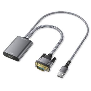 Elebase VGA to HDMI Adapter,1080P VGA Source to HDMI Display Cable Converter with Audio,VGA Male to HDMI Female Dongle Connector for VGA Computer/Laptop/Desktop/PC to HDMI Monitor/TV/HDTV/Projector