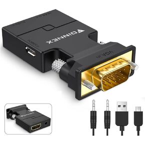 FOINNEX VGA to HDMI Adapter Converter with Audio,(PC VGA Source Output to TV/Monitor with HDMI Connector), Active Male VGA in Female HDMI 1080p Video Dongle adaptador for Computer,Laptop,Projector