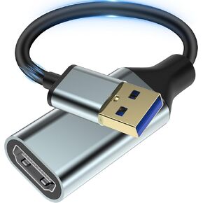 Herfair USB to HDMI Adapter for Monitor USB 3.0 to HDMI Female Converter 1080P Output HDMI Connector for Computer Laptop Desktop with Windows 11/10/8.1/8/7 MacOS Operating System