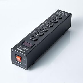AC Power Filter Power Conditioner with Display, 4 Ways Power Socket, Line Conditioner Power Purifier, Power Conditioner Audio Suitable for HiFi CD Player, TV, Black