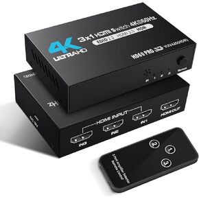 NEWCARE 3 Ports HDMI 2.1 Switch Box 4K@120Hz, HDMI 2.1 Splitter 3 in 1 Out with Remote & Auto-Switching, HDMI selector Switch Support VRR ALLM HDR 3D Audio, for PS5, Xbox, PC, Streaming Device