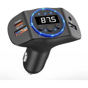 Upgraded Bluetooth FM Transmitter for Car, PD30W/QC18W Dual USB Auto Charger Adapter, 7-Color LED Mood Light, Wireless FM Radio Car Kit Bluetooth 5.3 Hands-Free with Music Control & Noise Cancellation