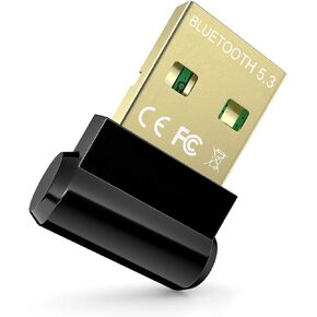 Bluetooth Adapter for Desktop PC, Plug & Play 5.3 USB Mini EDR Dongle Receiver & Transmitter for Laptop Computer Compatible with Headphones Keyboard Mouse Only Windows 11/10/8.1