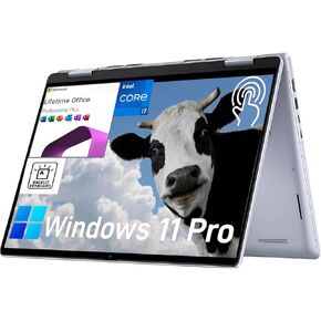 Dell Inspiron 14 Touchscreen Laptop - 2-in-1 Business Laptop, Core 7 150U, Win 11 Pro & Lifetime MS Office License, Backlit Keyboard, Fingerprint, 10Hr Battery Life (32GB DDR5 RAM | 2TB SSD)