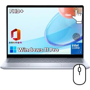 جهاز كمبيوتر محمول Dell Inspiron 2-in-1 للأعمال-14 "FHD + شاشة تعمل باللمس ، Intel 7 150U ، لوحة المفاتيح الخلفية ، قارئ بصمات الأصابع ، Wi-Fi ، Windows 11 Pro & Lifetime Microsoft Office | 64GB DDR5 + 4TB SSD