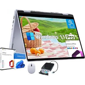 DELL Inspiron 7440 Business Laptop - 14" FHD & 2-in-1 Touchscreen | Intel 10-Core 5-120U | Wi-Fi 6E, Bluetooth | Windows 11 Pro & Lifetime Microsoft Office | 8GB DDR5 RAM & 512GB SSD