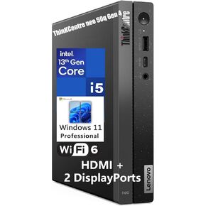 Lenovo ThinKCentre neo 50q Gen 4 Tiny 1L Business Mini Desktop Computer, 13th Gen Intel 8-Core i5-13420H (Beat i7-1355U), 16GB DDR4 RAM, 512GB PCIe SSD, 2 DisplayPorts, WiFi 6, Win 11 Pro, Vent-Hear