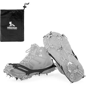 Ice Snow Grips Crampons Traction - 19 Stainless Steel Spikes,Anti Slip Boots Spikes Safe Protect for Hiking Fishing Walking Climbing Mountaineering