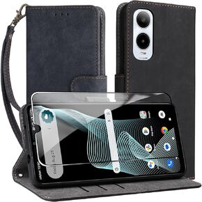 for Cricket ICON 6 Wallet Case with Screen Protector,Women Men RFID Blocking PU Leather Flip Cover Wrist Strap Credit Card Slots Phone Case for Cricket ICON 6,Purple