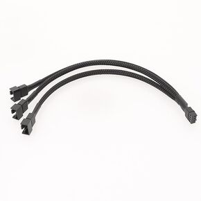 4Pin 1 to 3 Ways PWM Fan Splitter Cable Sleeved Fan Power Exion Cable 4Pin Female to 3X 4Pin Male,3 Way 4 Pin PWM Fan Splitter Cable 12 Inches, PC Fan Splitter 1 to 3 Converter, PC Fan Extension Cable