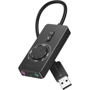 VENTION USB Sound Card, External Stereo Sound Card with Volume Control, USB to 3.5mm Jack Audio Adapter for Windows, Mac, PC, Laptop, Desktop, Headset, Switch and More
