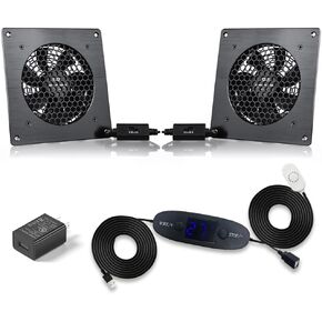 120mm USB Quiet Cabinets Cooling Fan System 6" with 0-60℃ Adjustable Thermostat Control, for Home Theater AV Cabinets,Plant House, pet Kennel