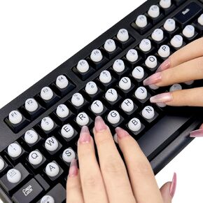 Raised Keyboard Stickers for Long Nails with Letters, Soft Silicone Keyboard Bubbles for Women, Nail Art Typing Keycaps for Desktops (64 Pcs)