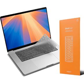 GhostCover FlexType Premium Keyboard Protector for High-Performance Typing, Compatible with 2021-2024 M4/M3/M2/M1 Pro/Max MacBook Pro 14/16, M2/M3 MacBook Air 13/15, US Keyboard Layout, Translucent