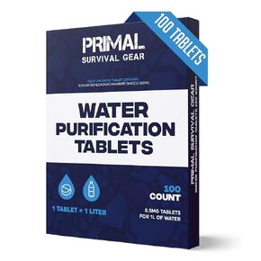 Water Purifier Tablets –Water Purification Tablets for Emergency Water - Hiking, Camping, Survival, Emergency – Drinking Water Filtration System Survival Tabs - Purificador De Agua - 1L - 100 Tablets