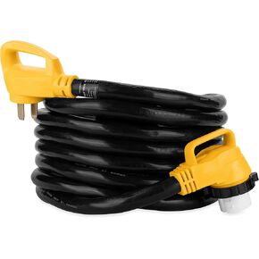 Camco Power Grip 30-Ft 50-AMP CARMPER/RV سلك-يتميز بأسلاك النحاس 6/3 + 8/1 من أجل الموصلية المتفوقة-تم تقييمها لمدة 125/250 فولت/12500 واط-W/مطلية PVC (55195)