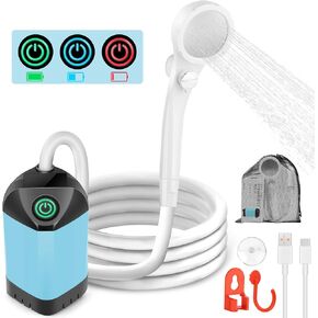 Portable Shower for Camping, 7800mAh Rechargeable Camping Shower with 3 Spray Modes, IPX7 Waterproof Portable Shower Pump for Outdoor, Hiking, Travel, Car, Pet-Long-Lasting Battery & Powerful Suction