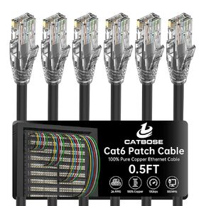 4 Feet Cat6 Patch Cable(6 Pack), Solid Pure Copper Patch Cord, Cat 6 Ethernet Cable, UTP Network, High Speed RJ45 Internet Cable, Compatible for Routers, Switches, PC, Servers, PS4/5, Xbox - Blue
