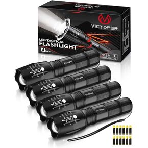 Victoper LED Flashlight 2 Pack, Bright 3500 Lumens Tactical Torch High Lumens with 5 Modes, Waterproof Zoomable Flash Light for Outdoor, Gifts for Camping Essentials Gear