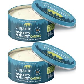 Cliganic Natural Mosquito Repellent Candle (Large 22oz, Pack of 2) | Citronella, DEET Free, Essential Oil Infused for Outdoor, Camping | Burns 40 Hours