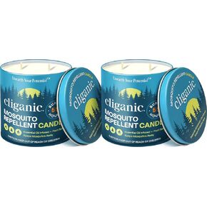 Cliganic Natural Mosquito Repellent Candle (Large 16oz) | Citronella, DEET Free, Essential Oil Infused for Outdoor, Camping | Burns 55 Hours
