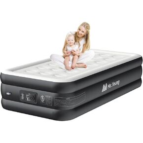 Mr.Young Air Mattress with Built-in Pump for Guest,Tall Inflatable Air Bed with Carrying Bag for Camping, Foldable & Portable Blow up Air Mattresses