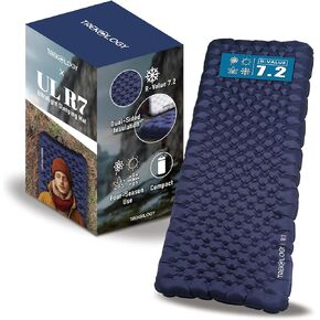 TREKOLOGY Camping Sleeping Pad – Ultra-Lightweight, 4" Thick Camping Mat with 7.2 R-Value for All Seasons – Compact, Durable & Waterproof – Ideal for Backpacking, Hiking, and Outdoor Adventures UL R7