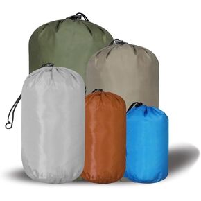 مجموعة من أكياس الرباط الصغيرة مجموعة من 5 عبوات ، ملونة 3L/5L/9L/15L/20L أكياس خفيفة للغاية مع رفرف قذر للتخييم ، المشي لمسافات طويلة ، السفر أو الغسيل (الأزرق والذهبي والأصفر والأخضر)