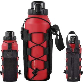 Molle Water Bottle Holder Pouch 16 24 32 40 64 oz - Multi-Purpose Tactical Fuel Bottle Bag, Adjustable Size for Outdoor Activities, Adapted to Backpack/Vest/Belt
