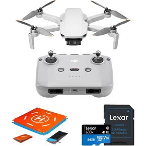 DJI Mini 4K, Drone with 4K UHD Camera for Adults, Under 249 g, 10km Video Transmission, Auto Return, Wind Resistance, Bundle with 64gb SD Card and Landing Pad (Mini 4K Fly More Combo, 93-min)