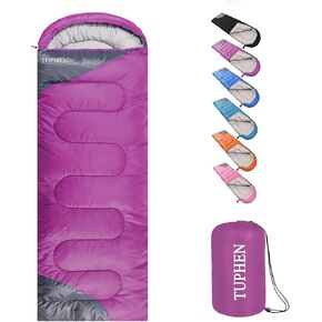 tuphen- Sleeping Bags for Adults Kids Boys Girls Backpacking Hiking Camping Microfiber Liner, Cold Warm Weather 4 Seasons Indoor Outdoor Use, Lightweight & Waterproof
