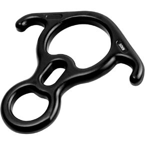 50KN Rescue Figure, 8 Descender Large Bent-Ear Belaying and Rappelling Gear Belay Device Climbing for Rock Climbing Peak Rescue Aluminum Magnesium Alloy (Black)