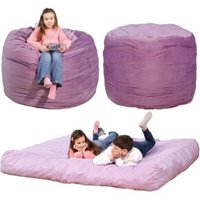 Bmag Giant 2 in 1 Bean Bag Chair,75" x 55" Sensory Crash Pad Large Beanbag with Filler Included from Chair to Mat for Living Room Bedroom Office, Washable Cover Mat Blocks for Kids/Adults - Blue