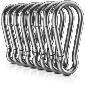 304 Stainless Steel Carabiner Clips - 8 PCS 2.36 inch Mini D Ring Spring Snap Keychain Hook, NO Rust