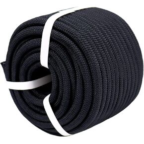 Braided Polyester Arborist Rigging Rope (3/8 inch X 100 feet) High Strength Outdoor Rope for Tree Climbing Hiking Camping Swing, Black