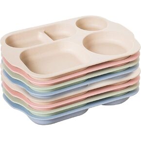 8 Pack Plastic Divided Plates Set-Sectioned Meal Camping Dishes for BBQ, Microwave & Dishwasher Safe