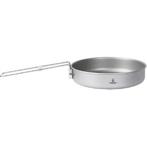 Camping Plate Titanium Pan Dish Plate with Handle & Mesh Bag, Large Reuseable Ultralight Dinner Plate for Camping Outdoors Backpacking (750ML)