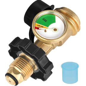 100 lb Propane Tank Adapter, Propane Gauge for 100 lb Propane Tank, Universal Fit Pol to Qcc1 Propane Tank Adapter Converts Pol to Qcc1 / Type 1 - Old to New Connection Type, Solid Brass (1PC)