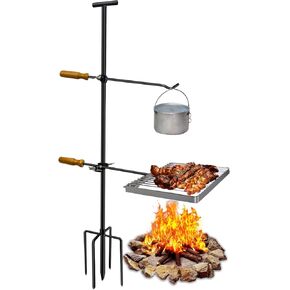 Campfire Grill Grate Portable Fire Pit Grill with Steel Grate Campfire Cooking Equipment for Open Fire BBQ Camping