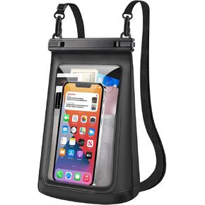 2L Large Waterproof Phone Pouch - [Oversized] [Floating] Waterproof Pouch for iPhone Galaxy Google and More, IPX8 Waterproof Dry Bag for Beach Vacation Belongings, Black