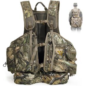 TR Turkey Vest for Hunting with Seat, Turkey Hunting Vest with Game Pouch, for Men Women Camo