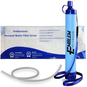 Portable Water Filter for Emergencies, Hiking, Camping, Travel, and Disaster Preparation (1 Pack)