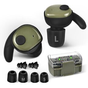 ZOHAN Shooting Ear Buds with 4X TSC Hearing Boost, Bluetooth Earbuds for Shooting, 9g Hearing Protection 2X Noise Blocking, Rechargeable - 13 Hrs TSC Runtime (60+ w/Case) (Green)