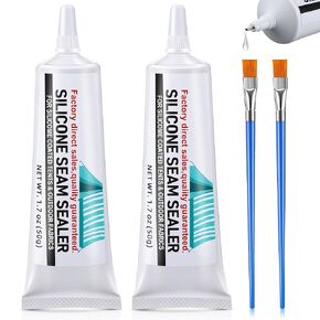 2Pcs Tent Seam Sealer Waterproof Fast Dry Clear Sealant for Tents, Tarps, Awnings (3.4oz in Total)