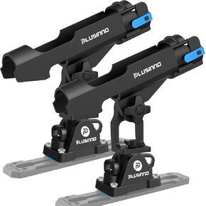 PLUSINNO 2 in 1 Fishing Rod Holders for Boat, Kayak Fishing Rod Holder, Fishing Pole Holders for Track Mount / Deck Mount, Fishing Gear with Fishing Rod Protective Strap, Fishing Accessories & Gifts