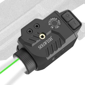 SOLOFISH 600lm Pistol Light Laser Combo with Adjustable Rail for Full & Compact Rail, Shockproof Green Laser Sight and Gun Light with Strobe & Memory Function, Rechargeable